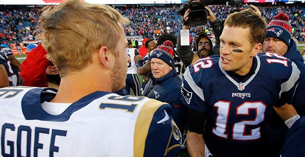 Tom Brady and Jared Goff meet postgame