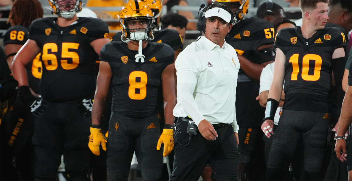 September 24, 2022: Head coach Shaun Aguano of the Arizona State Sun Devils  before the NCAA football game between the Utah Utes and the Arizona Sun  Devils at Sun Devil Stadium in