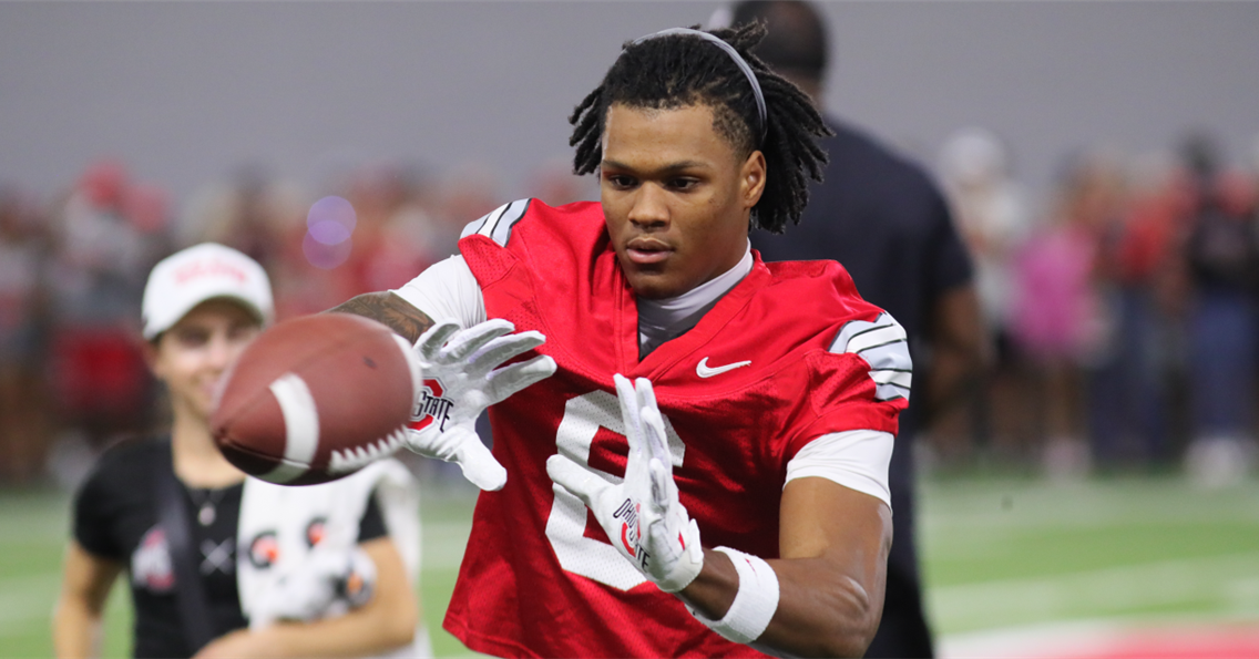 Freshman WR Jerquaden Guilford and transfer kicker Connor Hawkins shed black stripe