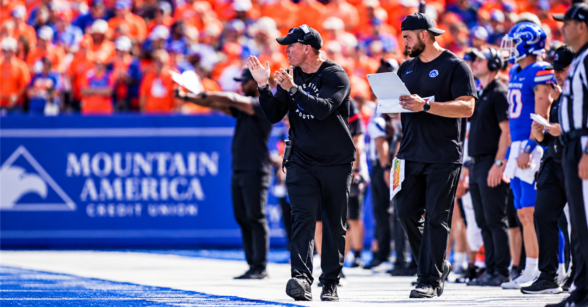 Head Coach Spencer Danielson addresses the media following Boise State's 38-20 victory over Memphis