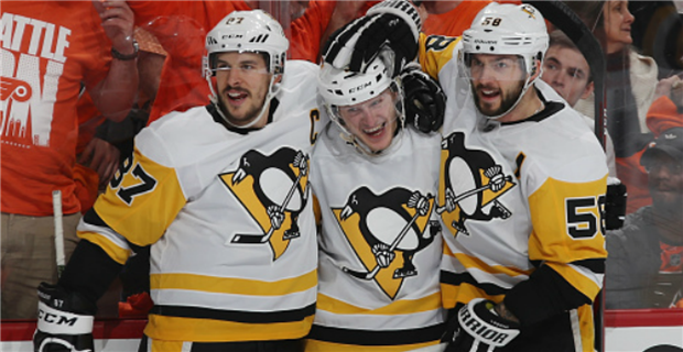 pens tie franchise record with ninth straight playoff series win flyers franchise record