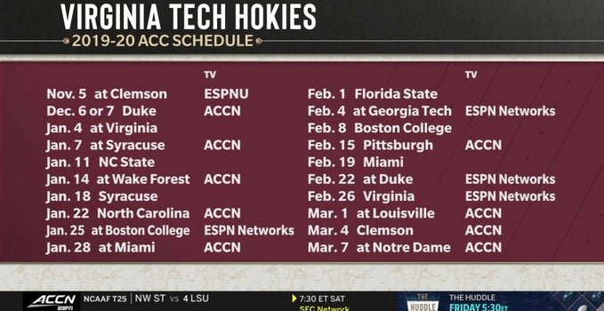 ACC releases basketball schedule: full 2019-20 slate announced