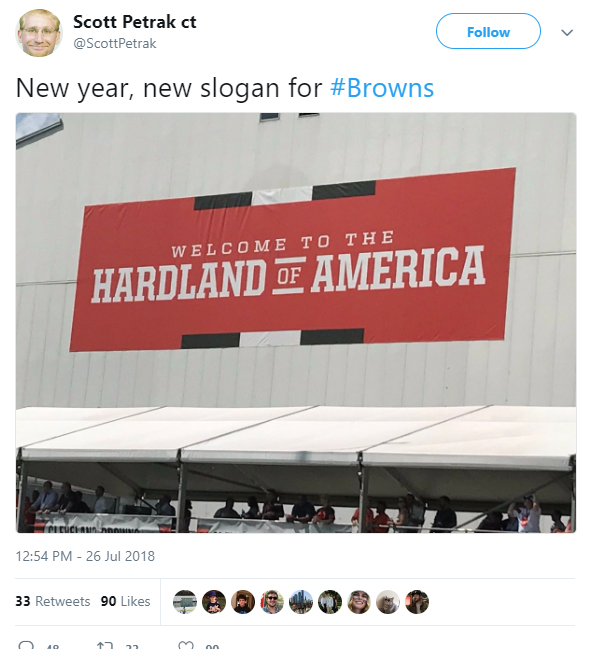 Cleveland Browns new 2018 slogan is “Hardland of America”