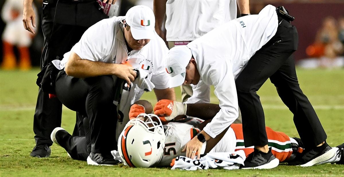 Miami Hurricanes safety Kamren Kinchens injured during Texas A&M