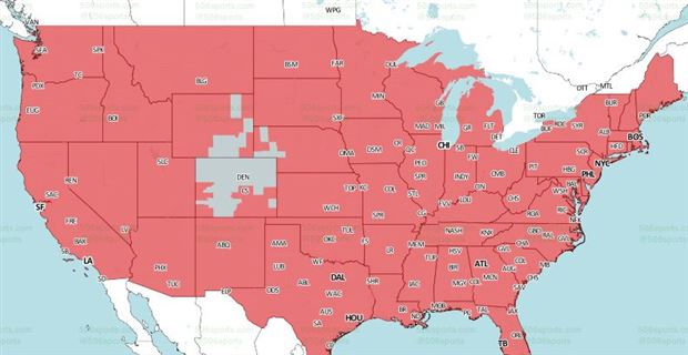 Green Bay Packers-Atlanta Falcons coverage map