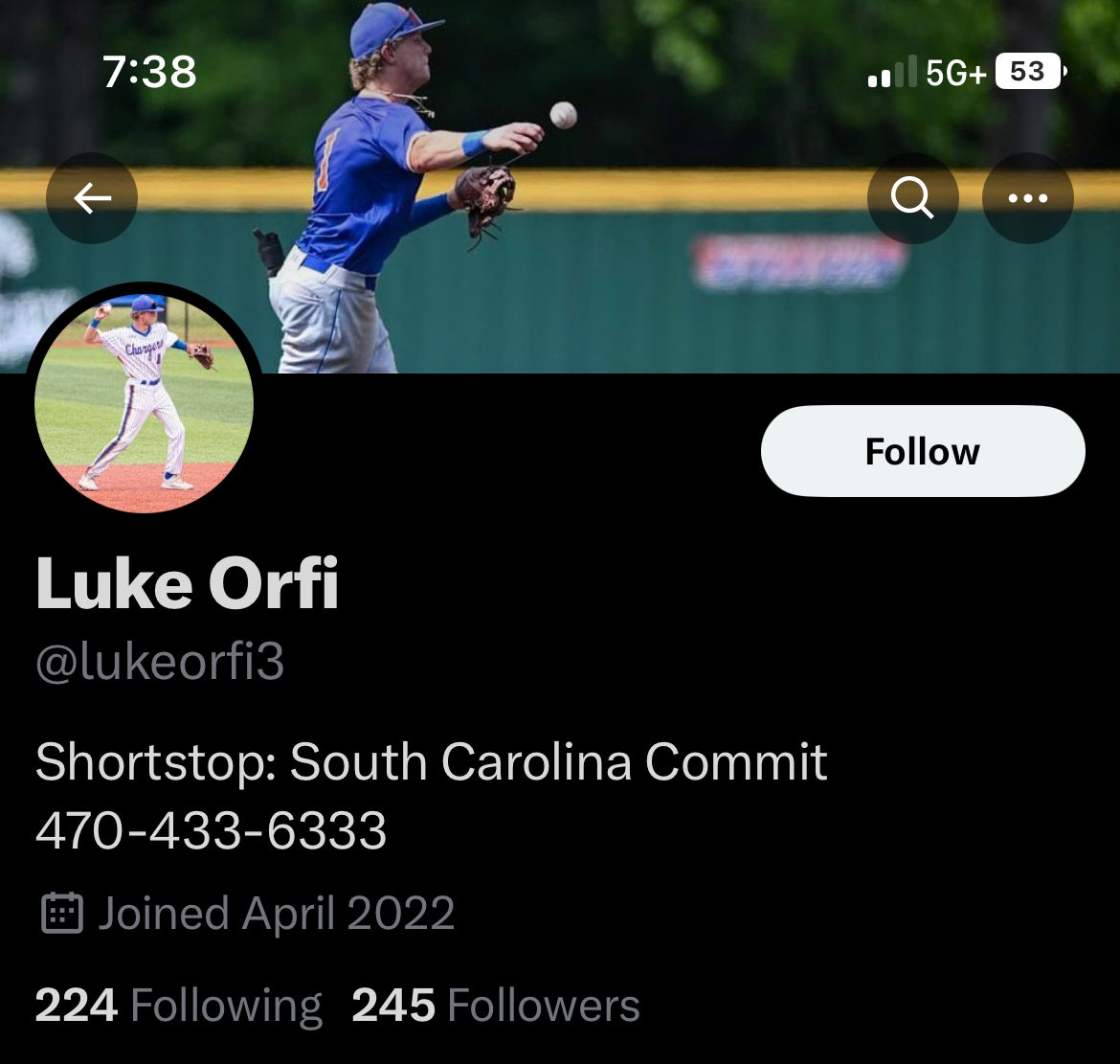 Luke Orfi Baseball Commit