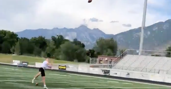 WATCH: USC QB commit Devin Brown shows off arm, drills crossbar from beyond midfield