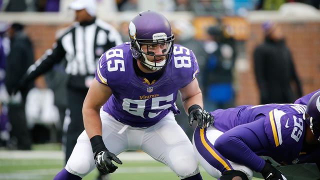 Minnesota Vikings tight end Rhett Ellison participates in practice at an  NFL football training camp on the campus of Minnesota State University  Wednesday, July 29, 2015, in Mankato, Minn. (AP Photo/Charles Rex