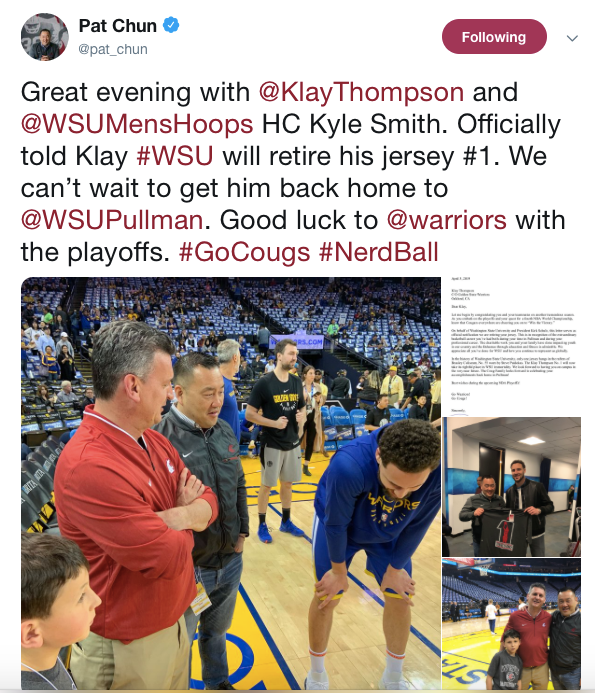 Klay Thompson's No. 1 jersey retired at Washington State