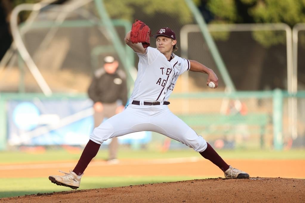 Texas A&M lefthanded pitcher Will Johnston goes to the Oakland