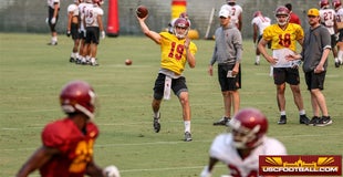 WATCH: USC QBs throwing to skill players in the Coliseum WATCH: USC QBs throwing to skill players in the Coliseum