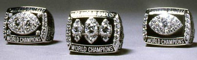 Oakland Raiders' three Super Bowl rings
