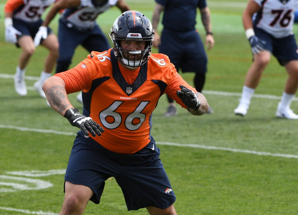 Denver Broncos guard Dalton Risner (66) against the New York Jets