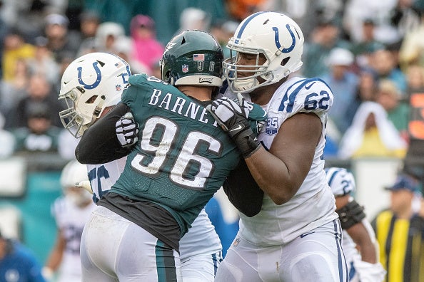 Indianapolis Colts tackle Le'Raven Clark runs through a drill during  News Photo - Getty Images