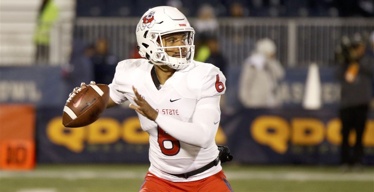 Fresno State quaterback Marcus McMaryion passes against Idaho during the  first half of an NCAA college football game in Fresno, Calif., Saturday,  Sept. 1, 2018. (AP Photo/Gary Kazanjian Stock Photo - Alamy