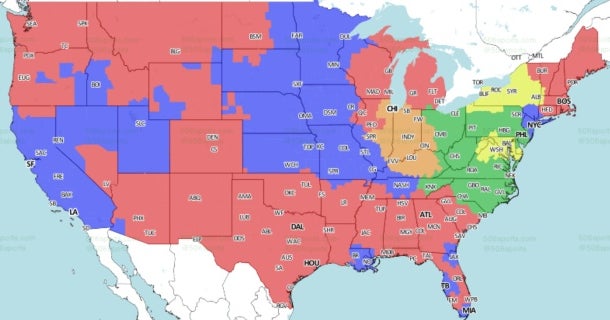 Kansas City Chiefs at Los Angeles Chargers coverage map