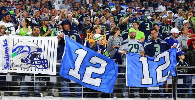 Cam Newton of Carolina Panthers on Seattle Seahawks '12' flag toss