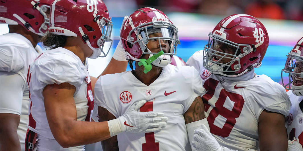 Jameson Williams tied an Alabama mark for second-longest TD catch