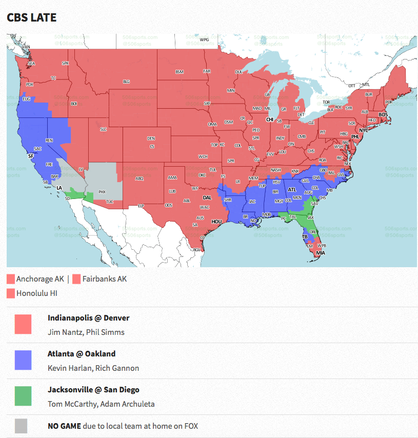 Coverage map released for Colts-Broncos game