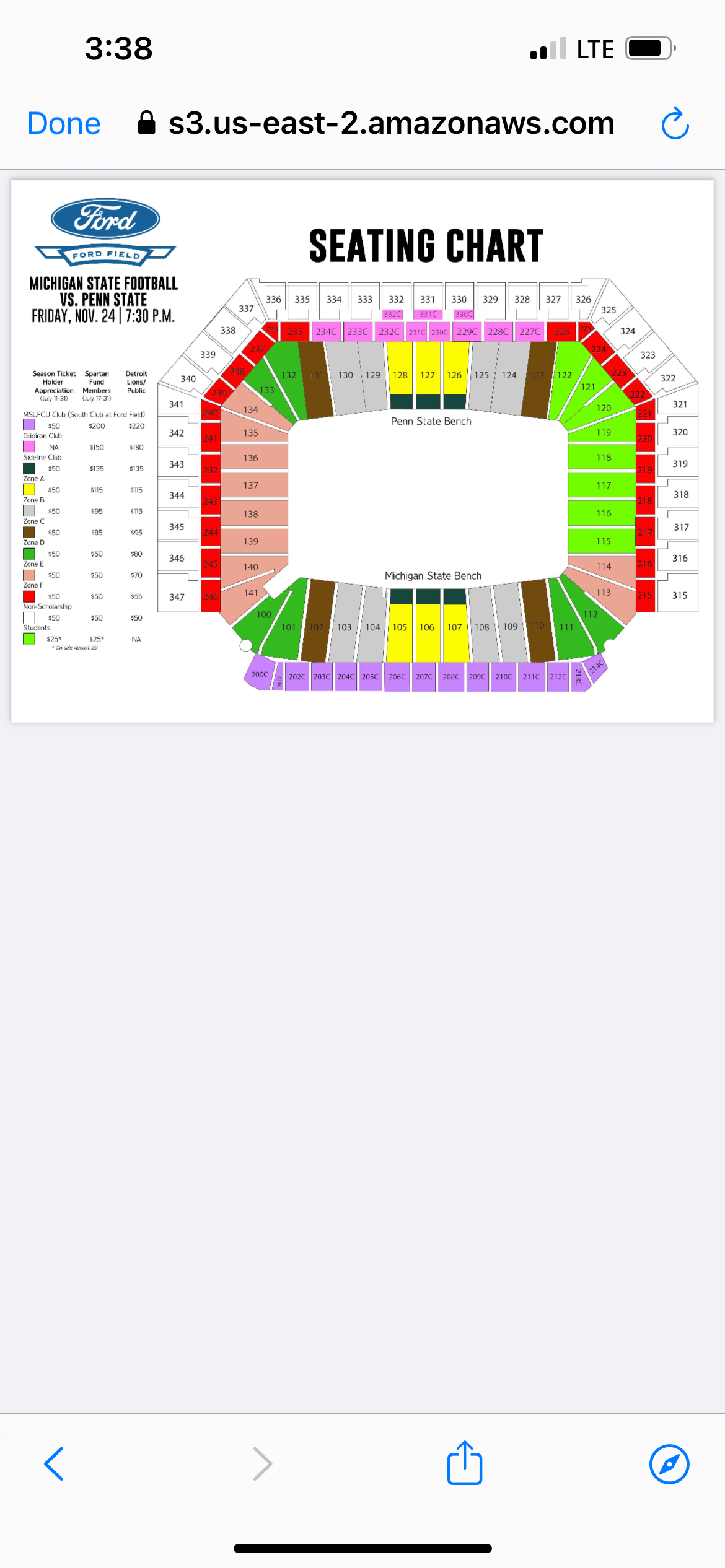 Breakdown Of The Ford Field Seating Chart