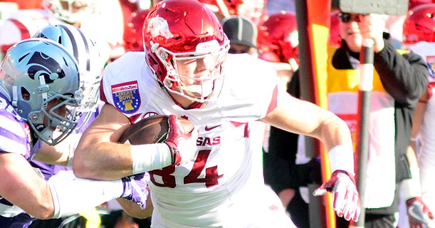 At the airport with former Razorback tight end Hunter Henry