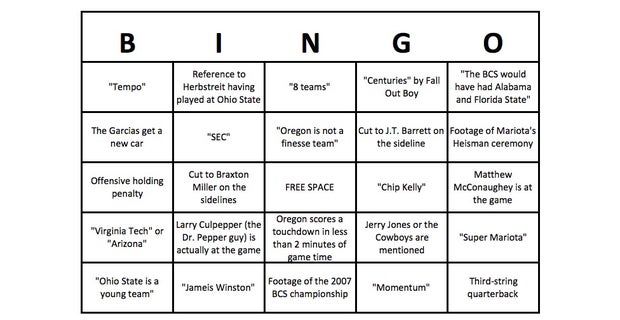 State of Play Bingo Card