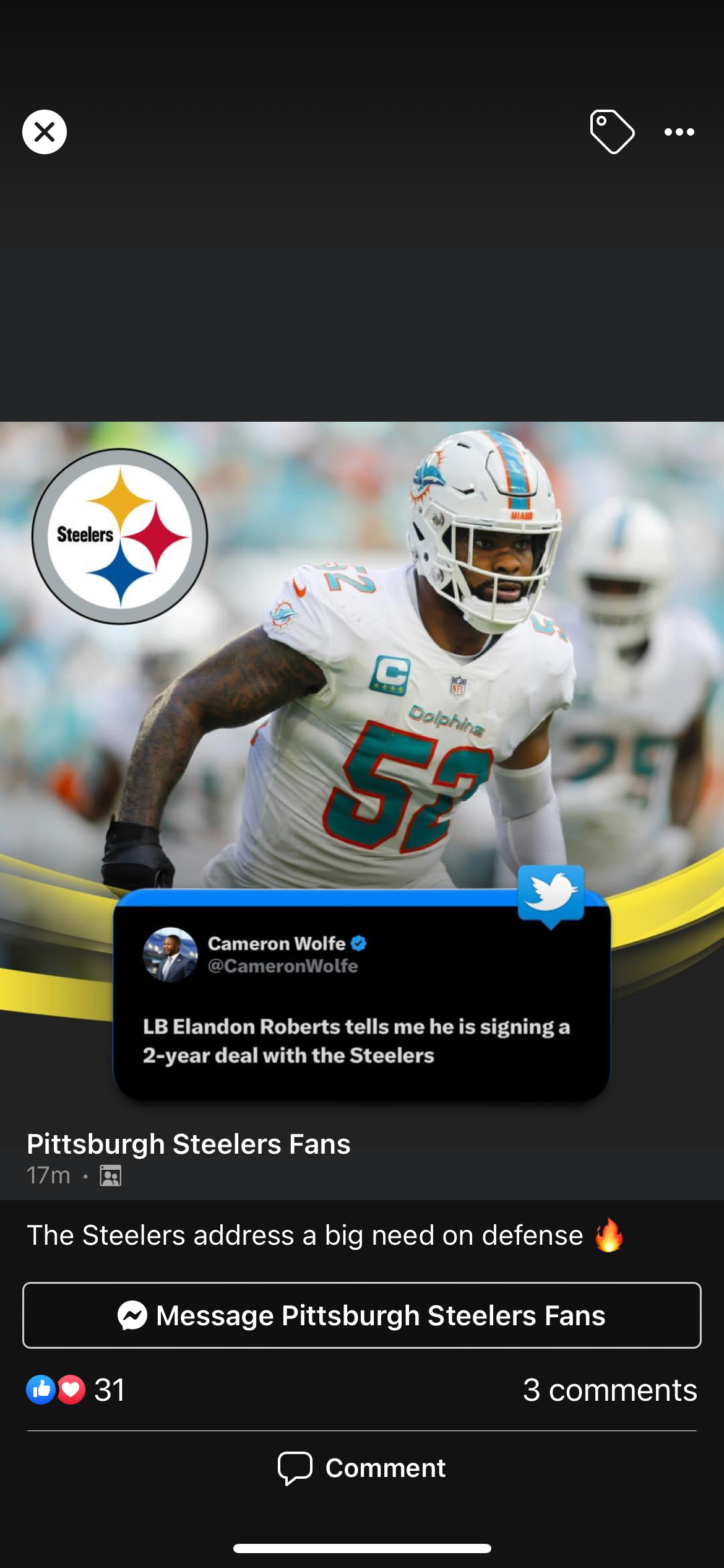 Pittsburgh Steelers vs Miami Dolphins