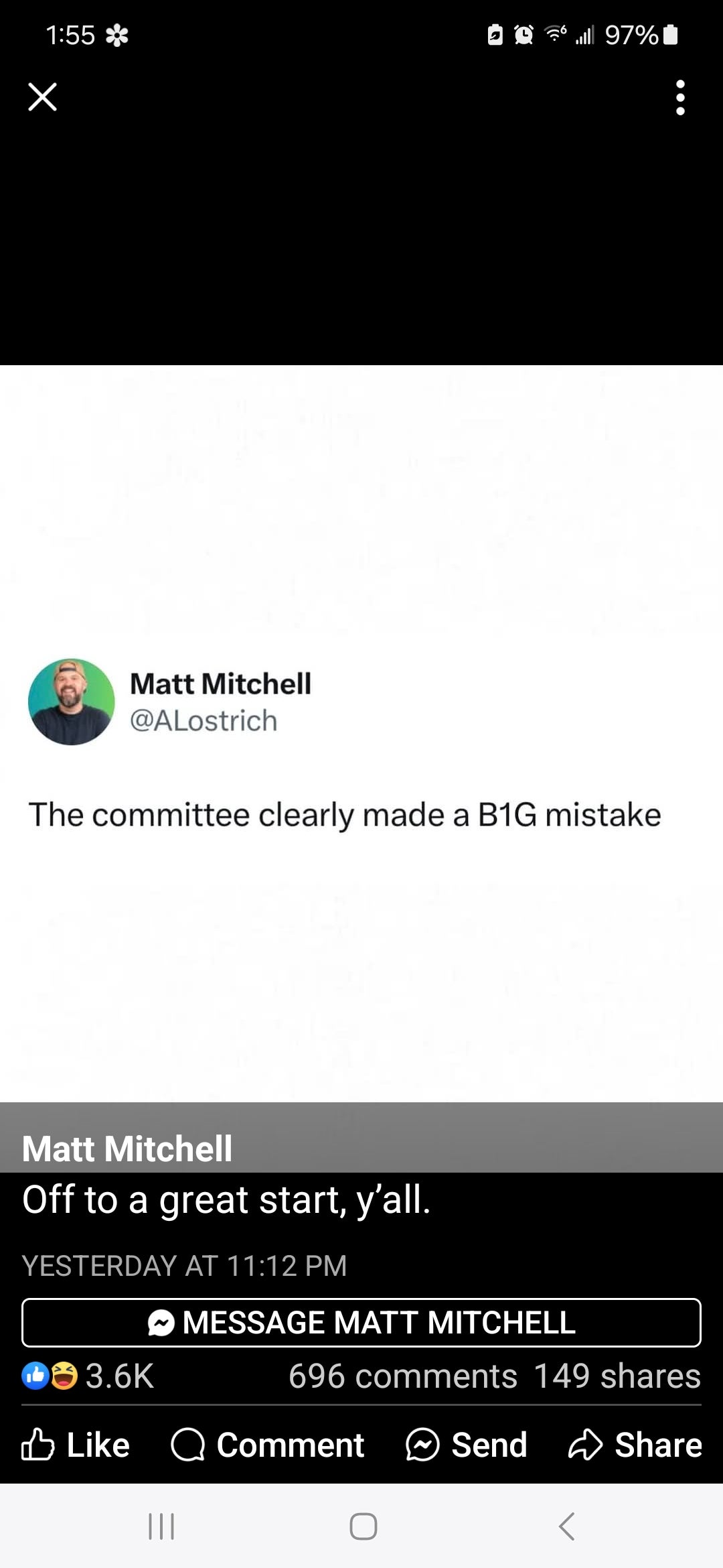 Matt Mitchell with a timely play on words