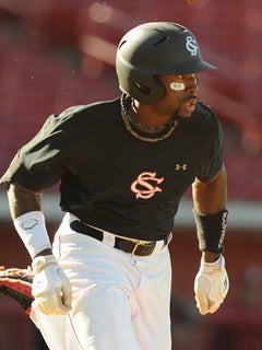 South Carolina out fielder Jackie Bradley Jr. #19 at bat during