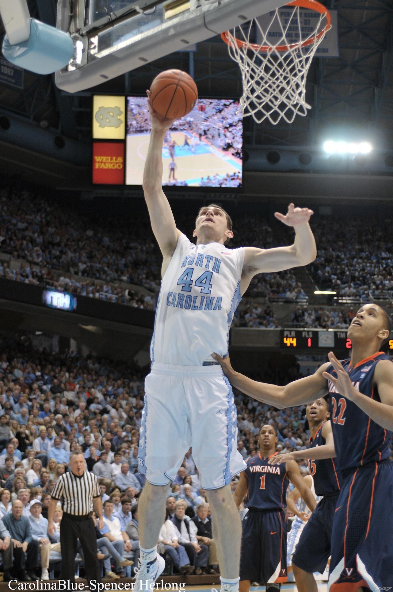 North Carolina's Tyler Zeller (44) gets a dunk against Washington during  the third round of the men's NCAA basketball tournament at Time Warner  Cable Arena in Charlotte, North Carolina, Sunday, March 20