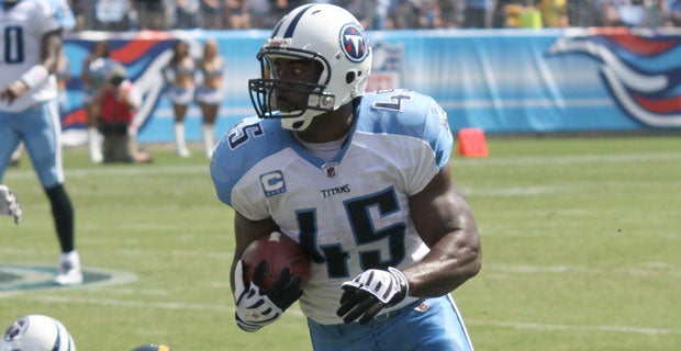 Tennessee Titans running back Ahmard Hall (45) heads upfield